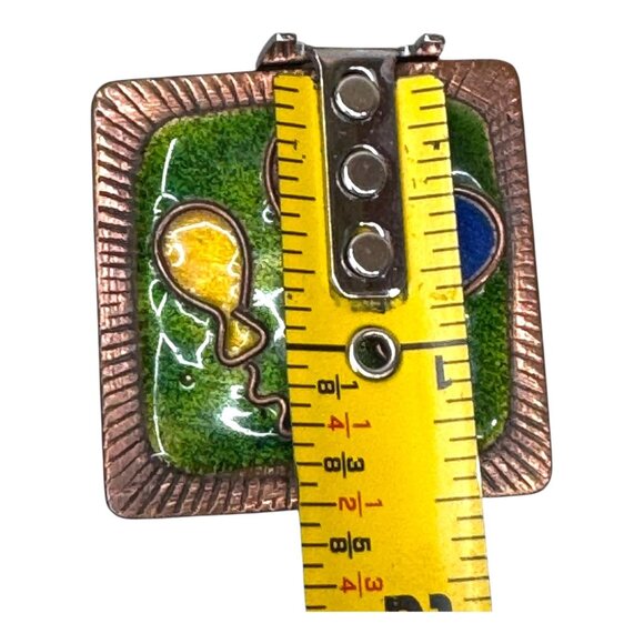 Vintage Balloon Enamel on Copper Brooch Pin Birthday Party Red Blue Yellow Gift - Picture 4 of 5